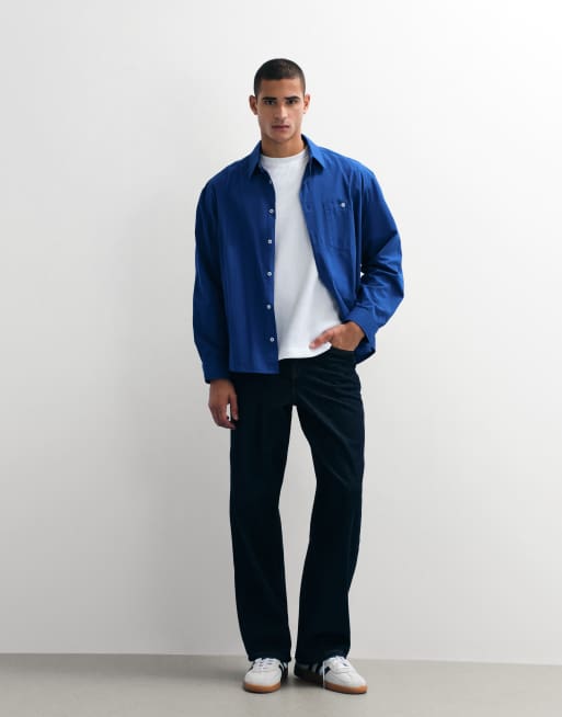 ASOS DESIGN oversized poplin shirt in blue, 2 of 9
