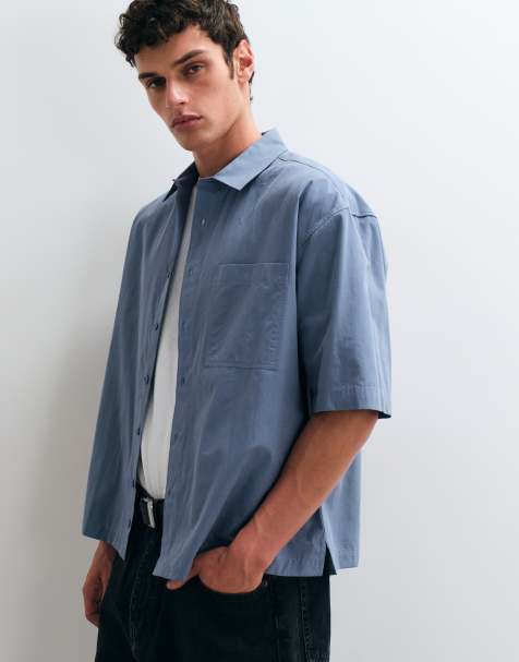 ASOS DESIGN oversized poplin shirt in blue - view 1