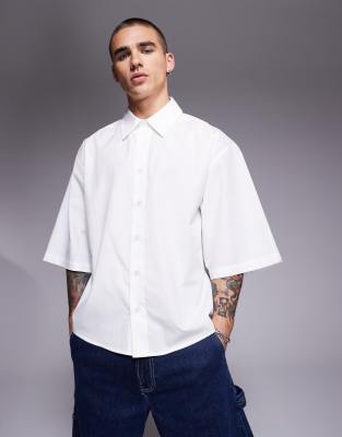 ASOS DESIGN oversized poplin shirt in white  - view 1