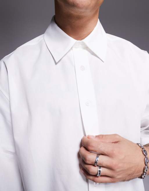 ASOS DESIGN oversized poplin shirt in white 