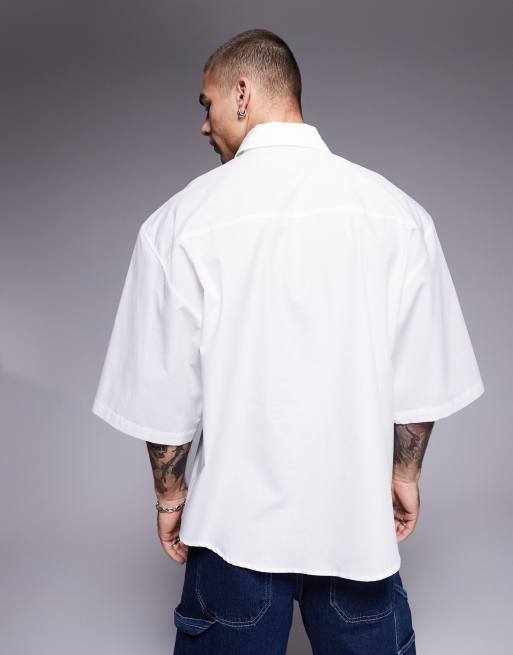ASOS DESIGN oversized poplin shirt in white 
