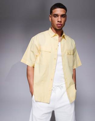 Asos Design Oversized Poplin Shirt In Yellow