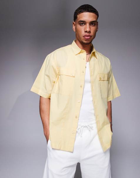 ASOS DESIGN oversized poplin shirt in yellow - view 1