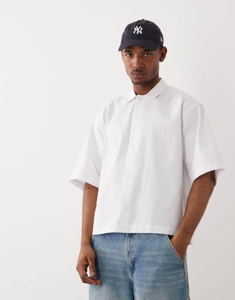 ASOS DESIGN oversized poplin shirt with placket detail in white - view 1