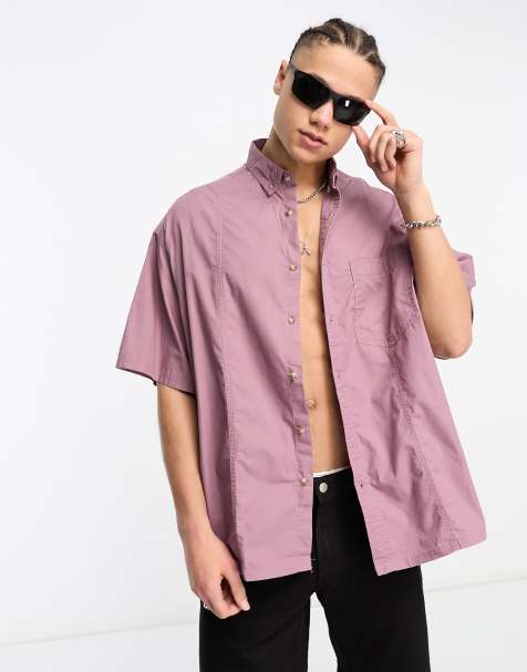 ASOS DESIGN - Oversized poplin-skjorte med firkantet pasform i lilla vask - view 1