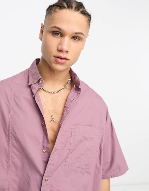 ASOS DESIGN - Oversized poplin-skjorte med firkantet pasform i lilla vask, 3 af 4