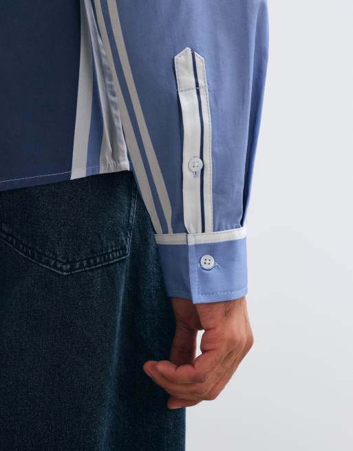 ASOS DESIGN oversized poplin-skjorte med striber i blå, 4 af 5