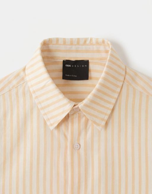 ASOS DESIGN oversized poplin stripe shirt in yellow and white, 8 of 9