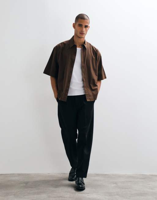 ASOS DESIGN oversized poplinskjorta i brun, 2 av 5