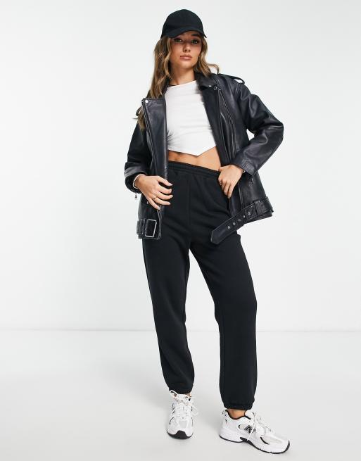 ASOS DESIGN oversized premium real washed leather biker jacket in