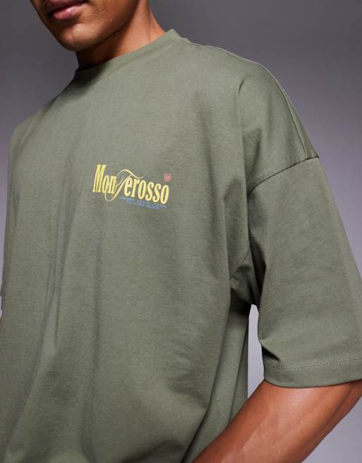 ASOS DESIGN oversized printed t-shirt in khaki green