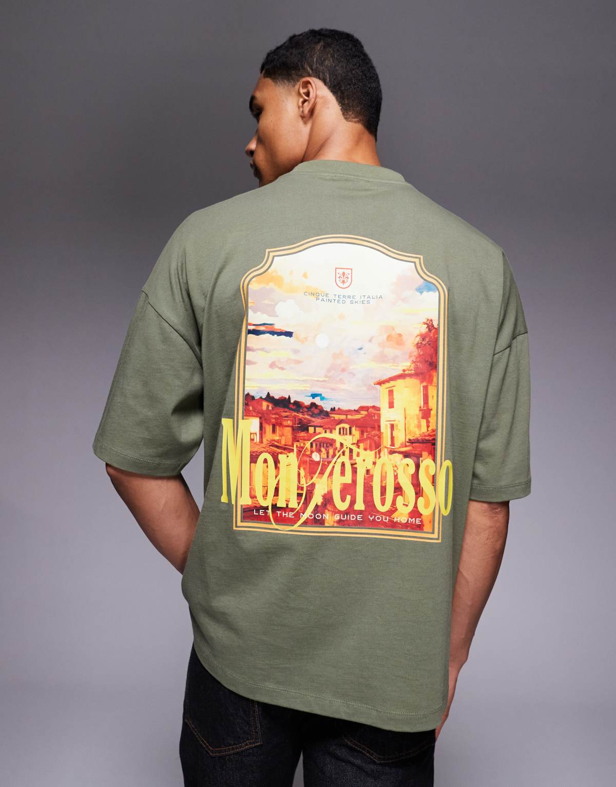 ASOS DESIGN oversized printed t-shirt in khaki