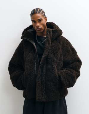 ASOS DESIGN oversized puffer in borg