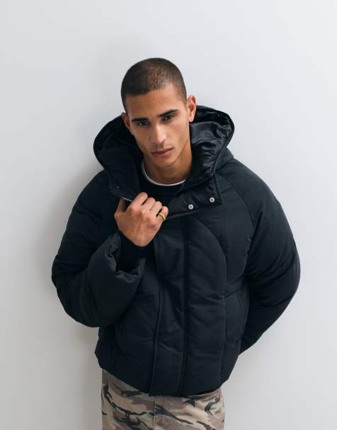 ASOS DESIGN oversized puffer jacket in black - view 1