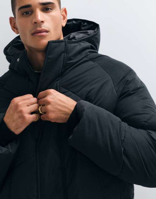 ASOS DESIGN oversized puffer jacket in black, 3 of 5