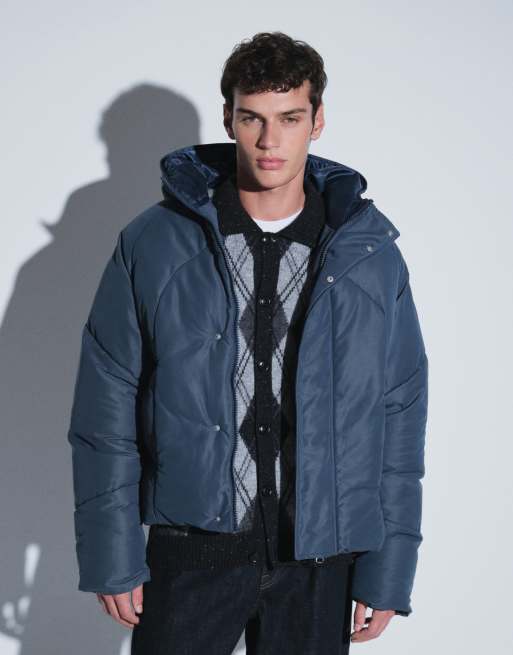 ASOS DESIGN oversized puffer jacket in blue, 6 of 6