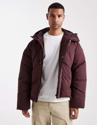 Asos Design Oversized Puffer Jacket In Brown