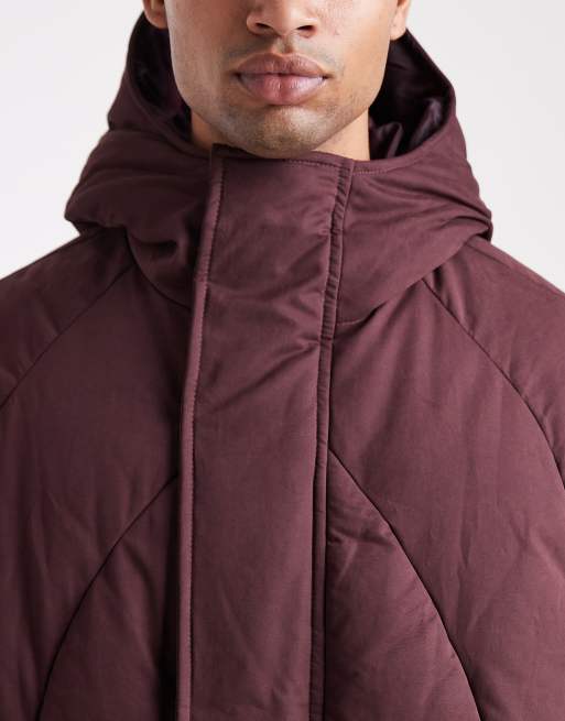 ASOS DESIGN oversized puffer jacket in burgundy, 5 of 5