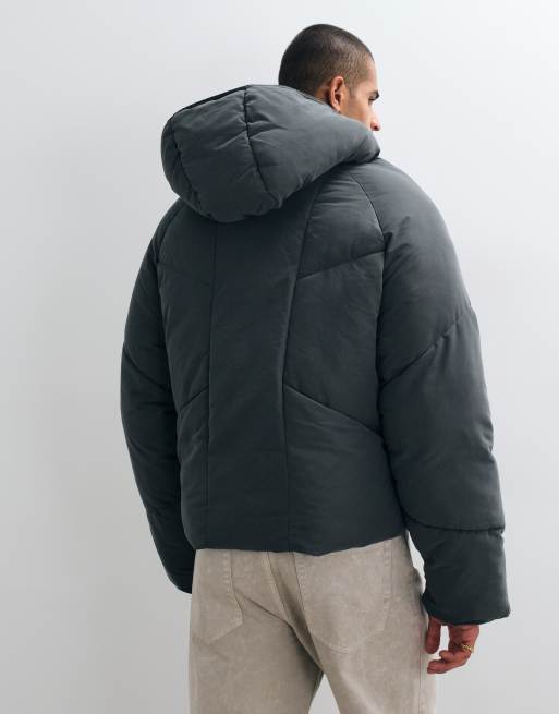 ASOS DESIGN oversized puffer jacket in charcoal, 2 of 5