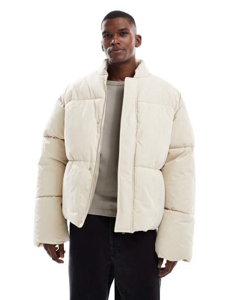 ASOS DESIGN oversized puffer jacket in ecru - view 1