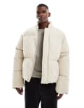 [ASOS DESIGN] ASOS DESIGN oversized puffer jacket in ecru-White 2XS CREAM