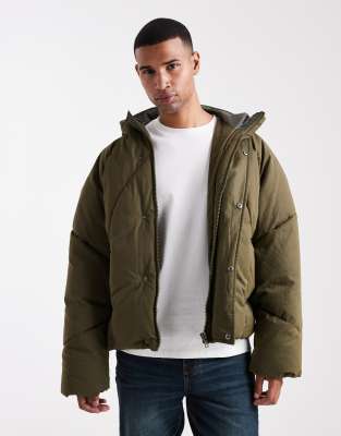 Asos Design Oversized Puffer Jacket In Green