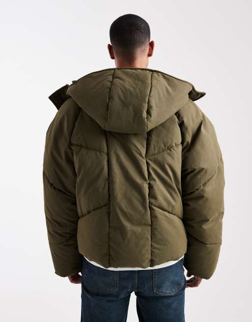 ASOS DESIGN oversized puffer jacket in green, 3 of 5