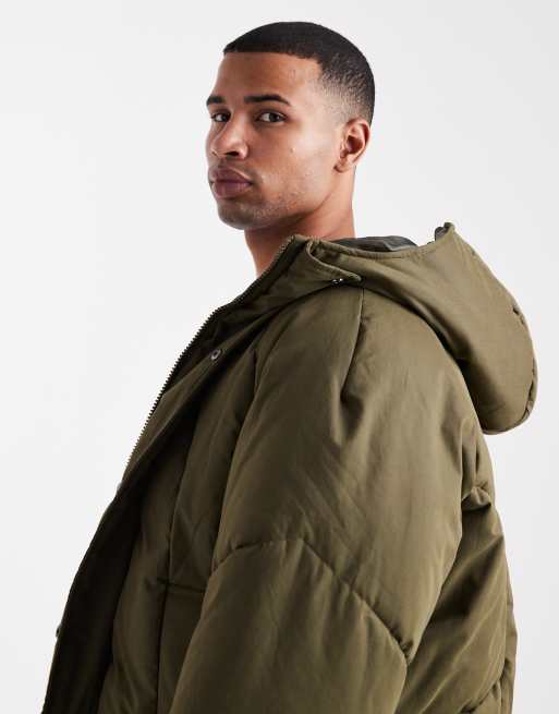 ASOS DESIGN oversized puffer jacket in green, 4 of 5
