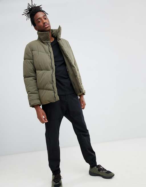 Khaki oversized hot sale puffer jacket