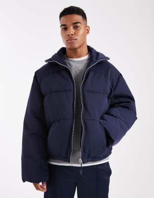 Asos Design Oversized Puffer Jacket In Blue