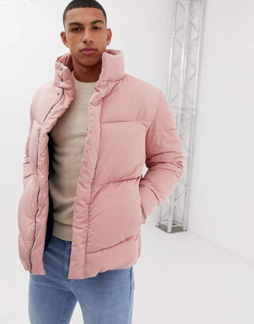 Pink oversized store puffer jacket