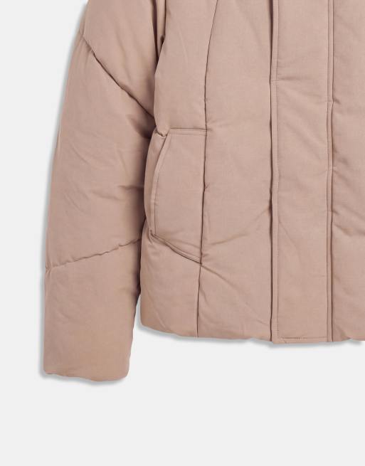 ASOS DESIGN oversized puffer jacket in taupe, 9 of 9