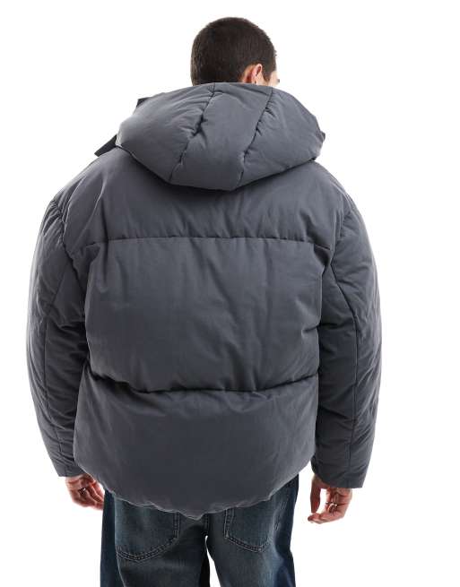 Asos design oversized jersey hooded puffer jacket in cream sales