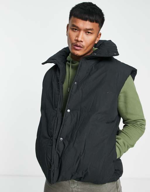 ASOS DESIGN oversized puffer vest in black