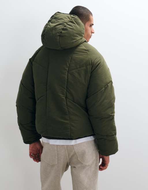 ASOS DESIGN oversized pufferjack in midden groen, 3 van 5