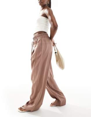 Asos Design Curve Oversized Pull On Pants With Panel And Pleat Details