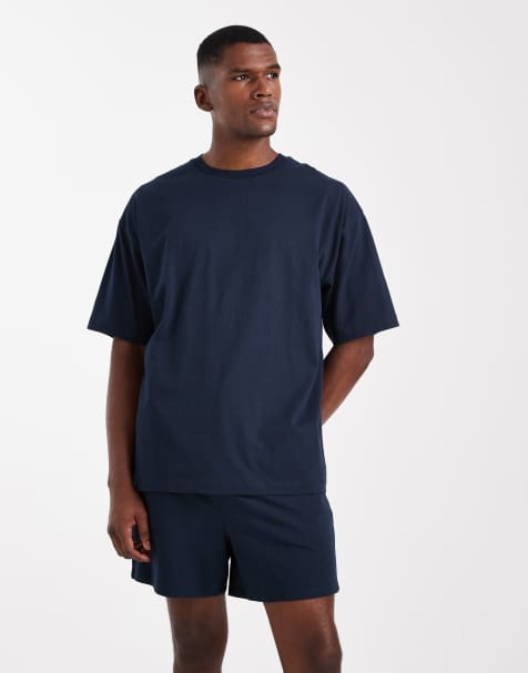 ASOS DESIGN oversized pyjama set in navy - view 1