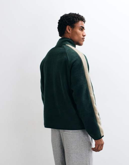 ASOS DESIGN oversized quarter zip fleece with cut and sew details in green, 5 of 5