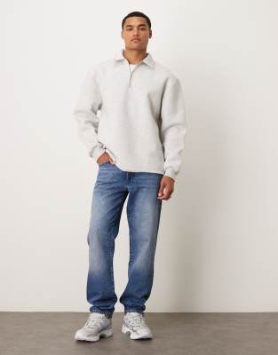 Asos Design Oversized Scuba Quarter Zip Funnel Neck Sweatshirt In Multi