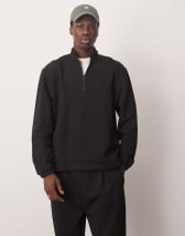 ASOS DESIGN oversized scuba quarter zip in black | ASOS