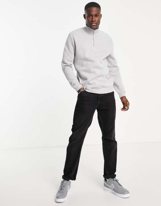 ASOS DESIGN oversized quarter zip sweatshirt in grey mar, 4 of 4