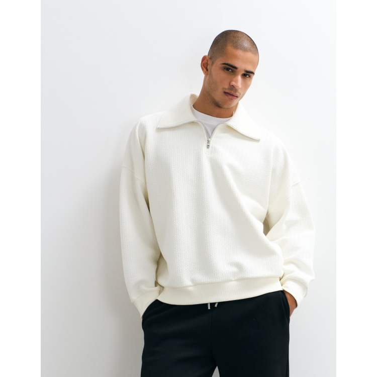 ASOS DESIGN oversized quarter zip sweatshirt in textured fabric in
