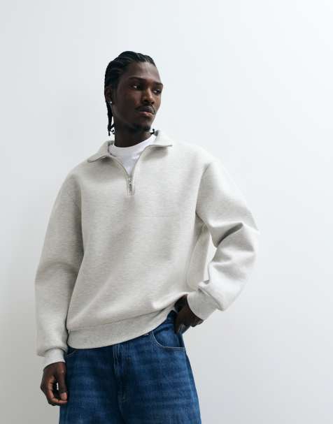 ASOS DESIGN oversized quarter zip sweatshirt in white - view 1