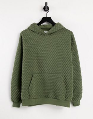 ASOS DESIGN oversized quilted hoodie in khaki - ASOS Price Checker