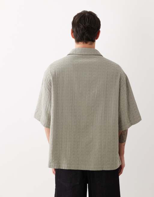 ASOS DESIGN oversized quilted look shirt in khaki, 2 of 5