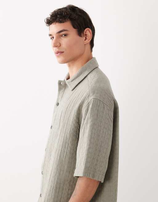 ASOS DESIGN oversized quilted look shirt in khaki, 4 of 5