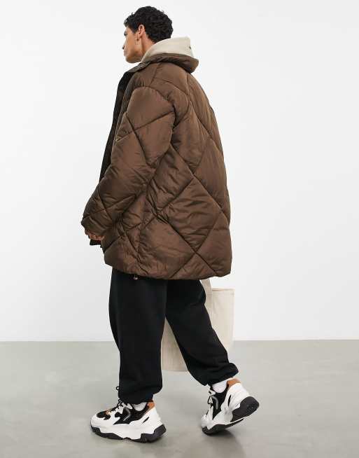 Oversized Quilted Faux Down Jacket, Regular