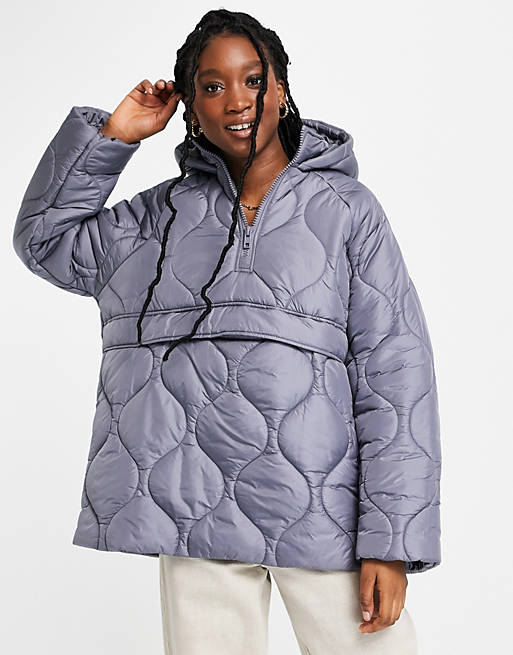 Mutual Strip off football ASOS DESIGN oversized quilted puffer jacket in lilac | ASOS