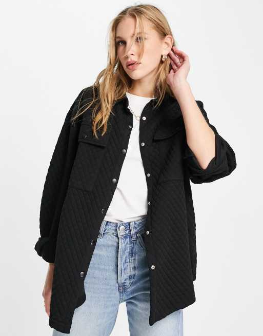 ASOS DESIGN oversized quilted shacket in black | ASOS