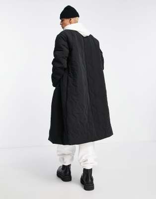 black quilted trench coat